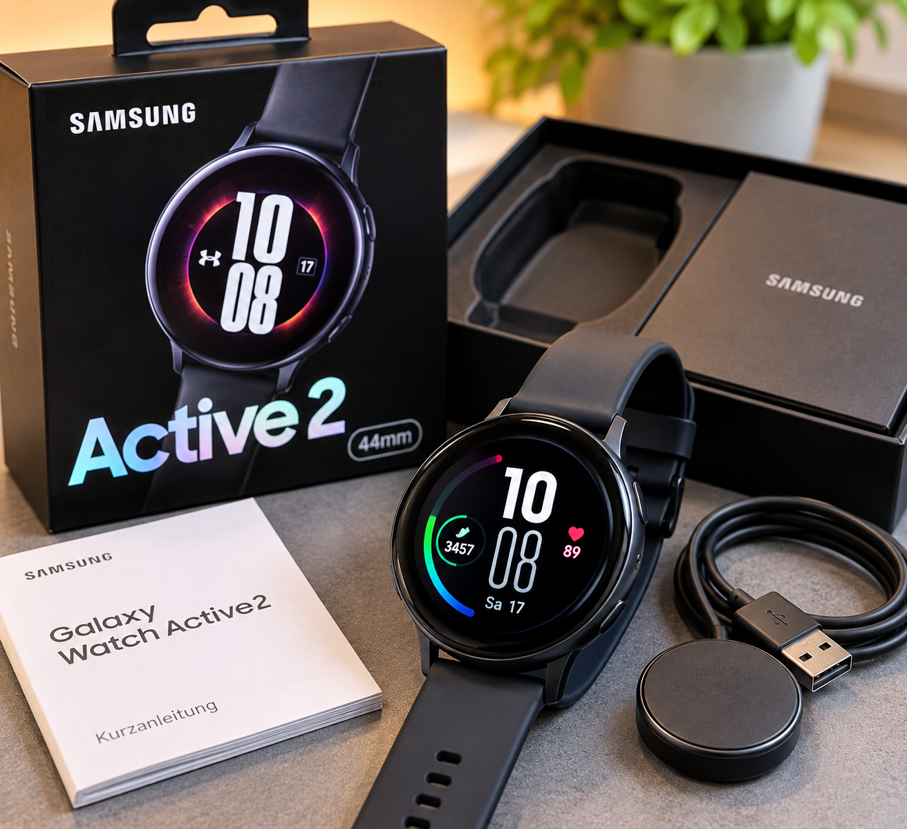 Samsung Galaxy Watch Active2 44 mm – Schwarz – Wie neu – OVP & Ladekabel